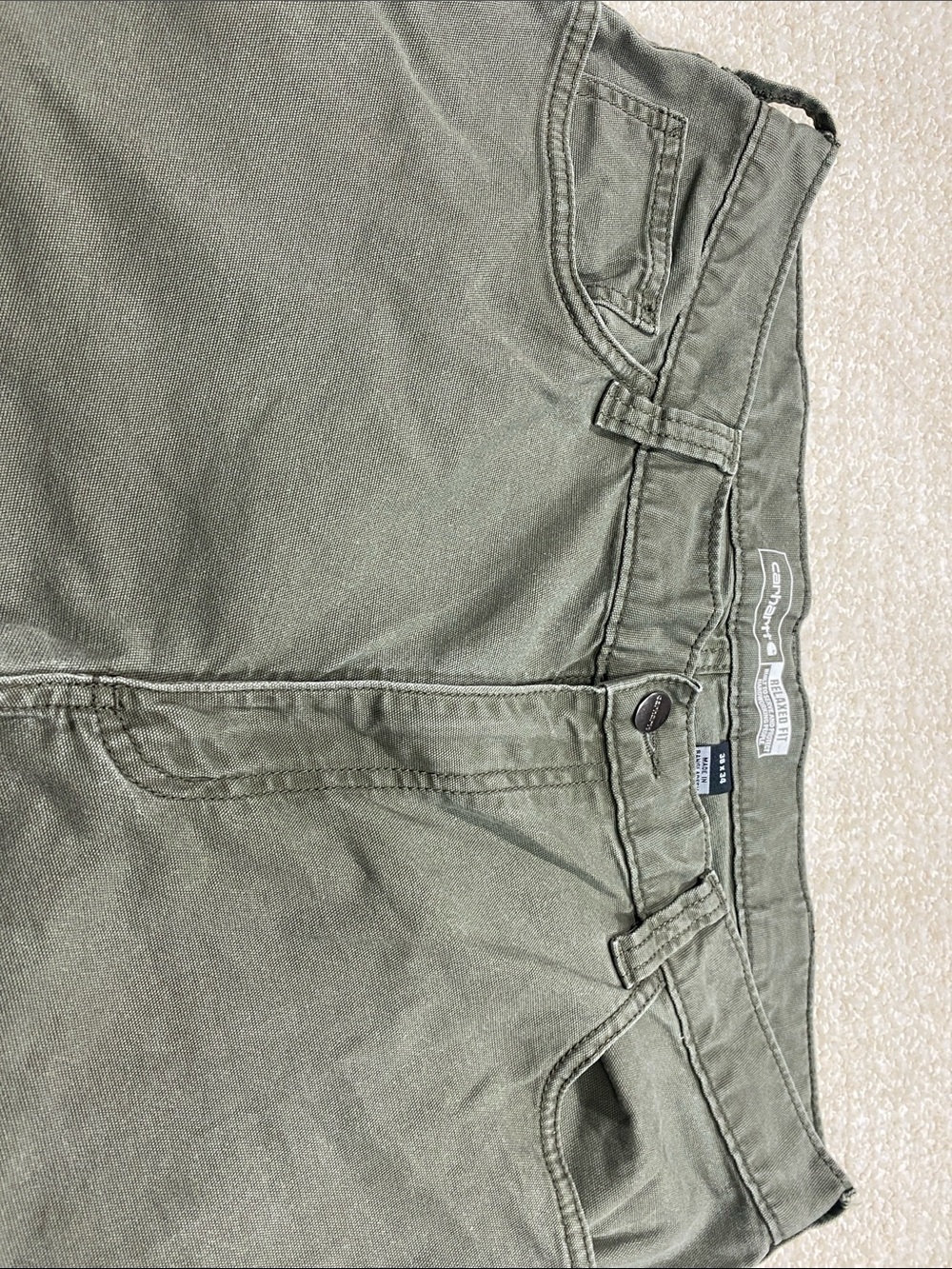 Carhartt Men's Olive Green Straight Fit Work Pants Size 36/34 straight cut relax - Picture 6 of 16
